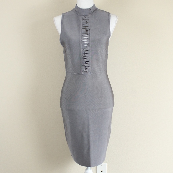 VENUS NEW Slimming Mock Neck Dress Dark Grey - Picture 3 of 8